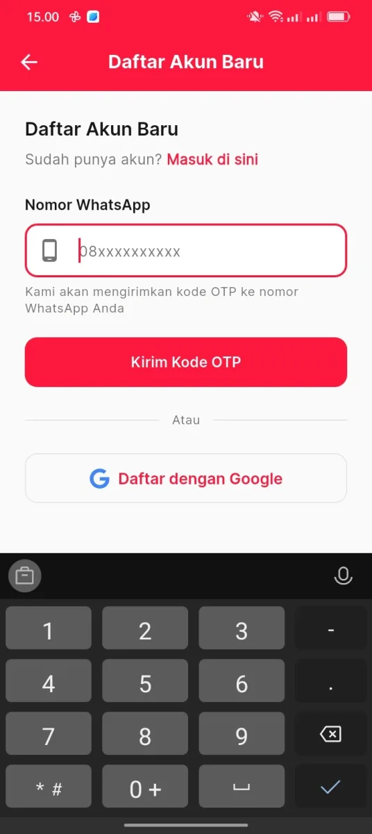 Langkah 3: Daftar akun baru