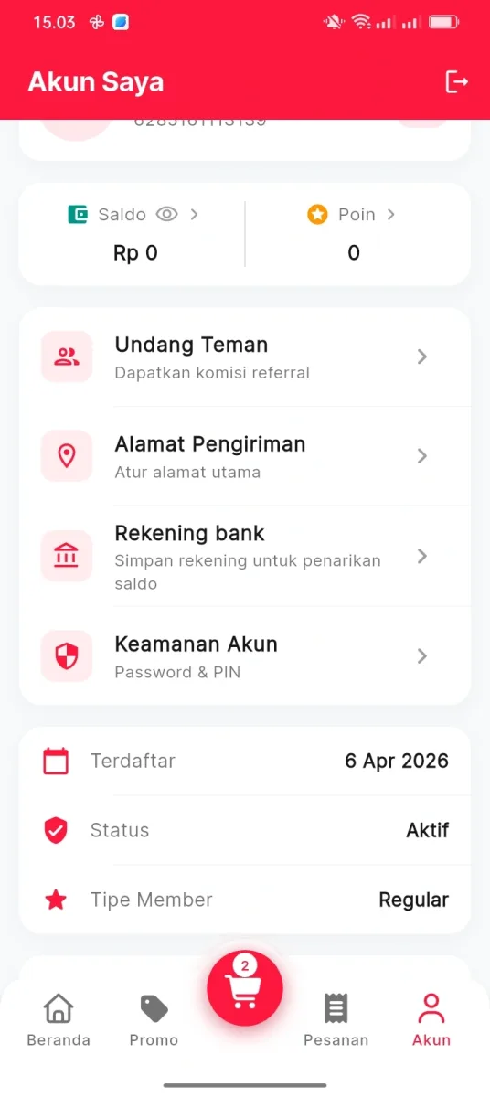 Langkah 6: Buka Menu Akun